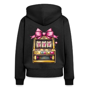 Coquette Bow Spielautomat Glücksspiel Gambler - Frauen Premium Bio Zip Hoodie - Schwarz - Hinten - Julia (174cm)