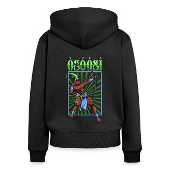 Yoruba God - Oshosi - Women's Premium Organic Zip Hoodie - black - Back - Julia (174cm)