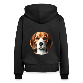 Visage de chien - Beagle - Sweat à capuche zippé Premium bio Femme - noir - Dos - Julia (174cm)