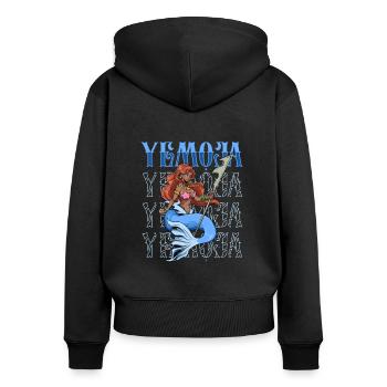 Yoruba Gott - Yemoja - Frauen Premium Bio Zip Hoodie - Schwarz - Hinten - Julia (174cm)