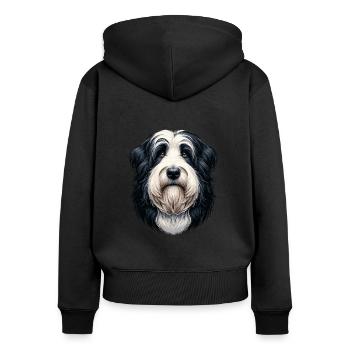 Visage de chien - Bearded Collie - Sweat à capuche zippé Premium bio Femme - noir - Dos - Julia (174cm)