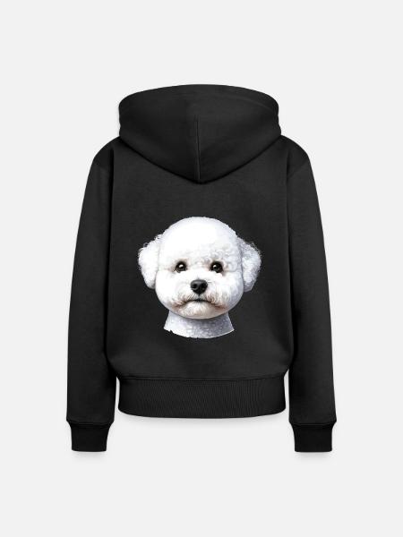 Hundegesicht - Bichon Frisé - Frauen Premium Bio Zip Hoodie - Schwarz