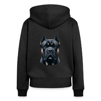 Visage de chien - Cane Corso - Sweat à capuche zippé Premium bio Femme - noir - Dos - Julia (174cm)