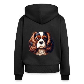 Tête de chien - Cavalier King Charles Spaniel - Sweat à capuche zippé Premium bio Femme - noir - Dos - Julia (174cm)