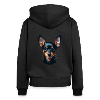 Visage de chien - Terrier jouet anglais - Sweat à capuche zippé Premium bio Femme - noir - Dos - Julia (174cm)