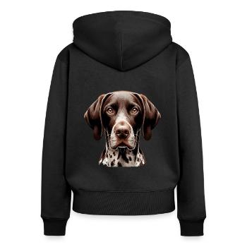 Visage de chien - German Shorthair - Sweat à capuche zippé Premium bio Femme - noir - Dos - Julia (174cm)