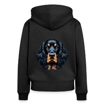 Visage de chien - Gordon Setter - Sweat à capuche zippé Premium bio Femme - noir - Dos - Julia (174cm)
