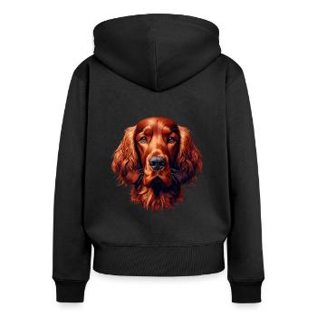 Dog Face - Irish Red Setter - Women's Premium Organic Zip Hoodie - black - Back - Julia (174cm)