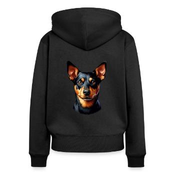 Visage de chien - Lancashire Heeler - Sweat à capuche zippé Premium bio Femme - noir - Dos - Julia (174cm)