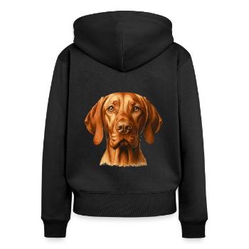 Visage de chien - Magyar Vizsla - Sweat à capuche zippé Premium bio Femme - noir - Dos - Julia (174cm)
