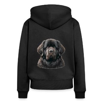 Visage de chien - Terre-Neuve - Sweat à capuche zippé Premium bio Femme - noir - Dos - Julia (174cm)