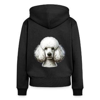 Visage de chien - Caniche - Sweat à capuche zippé Premium bio Femme - noir - Dos - Julia (174cm)