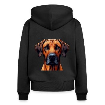 Visage de chien - Rhodesian Ridgeback - Sweat à capuche zippé Premium bio Femme - noir - Dos - Julia (174cm)