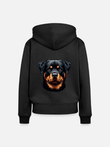 Hundegesicht - Rottweiler - Frauen Premium Bio Zip Hoodie - Schwarz