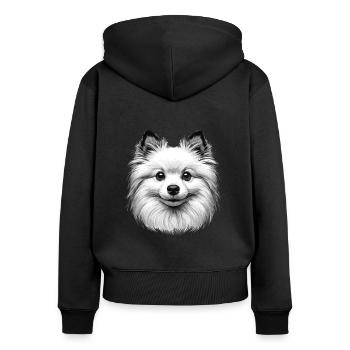 Visage de chien - Volpino Italiano - Sweat à capuche zippé Premium bio Femme - noir - Dos - Julia (174cm)