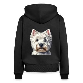 Visage de chien - West Highland Terrier - Sweat à capuche zippé Premium bio Femme - noir - Dos - Julia (174cm)