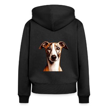Hundegesicht - Whippet - Frauen Premium Bio Zip Hoodie - Schwarz - Hinten - Julia (174cm)