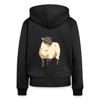 Kawaii Suffolk Schaf - Frauen Premium Bio Zip Hoodie - Schwarz - Hinten - Julia (174cm)
