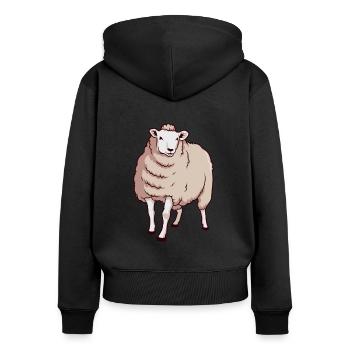 Kawaii Texel Schaf - Frauen Premium Bio Zip Hoodie - Schwarz - Hinten - Julia (174cm)