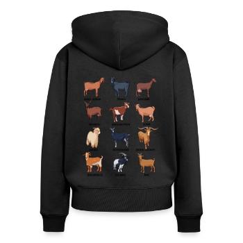 Viele unterschiedliche Ziegen - Frauen Premium Bio Zip Hoodie - Schwarz - Hinten - Julia (174cm)