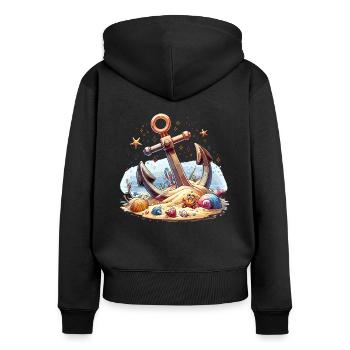 Anchor with Cute Crab - Anchor Motif - Women's Premium Organic Zip Hoodie - black - Back - Julia (174cm)