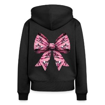 Coquette Bow Skiing Ski Mom Mothers Day Muster - Frauen Premium Bio Zip Hoodie - Schwarz - Hinten - Julia (174cm)