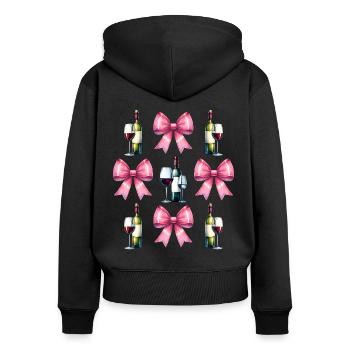 Coquette Bow Buveur de Vin Rose - Sweat à capuche zippé Premium bio Femme - noir - Dos - Julia (174cm)