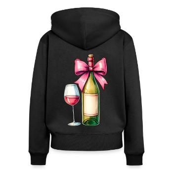 Coquette Bow Buveur de Vin Rose - Sweat à capuche zippé Premium bio Femme - noir - Dos - Julia (174cm)