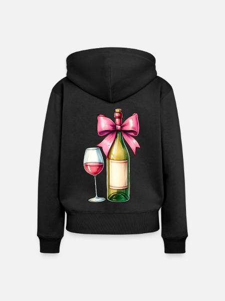 Coquette Bow Weintrinker Rosa - Frauen Premium Bio Zip Hoodie - Schwarz