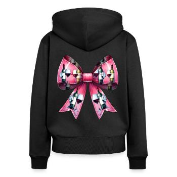 Coquette Bow Buveur de Vin Rose - Sweat à capuche zippé Premium bio Femme - noir - Dos - Julia (174cm)