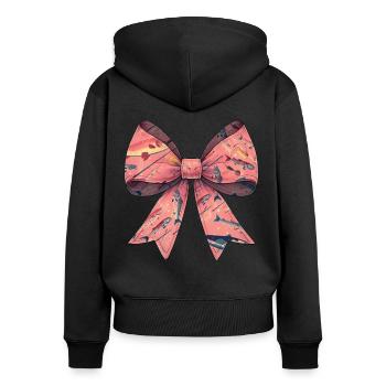 Coquette Bogen Angeln Fischerei Fisch rosa - Frauen Premium Bio Zip Hoodie - Schwarz - Hinten - Julia (174cm)