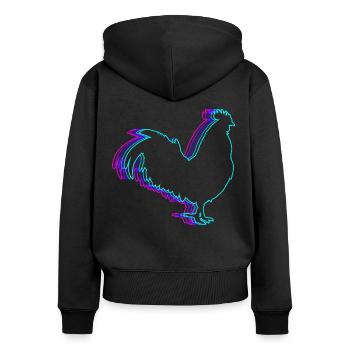 Poulet rétro Vaporwave - Sweat à capuche zippé Premium bio Femme - noir - Dos - Julia (174cm)