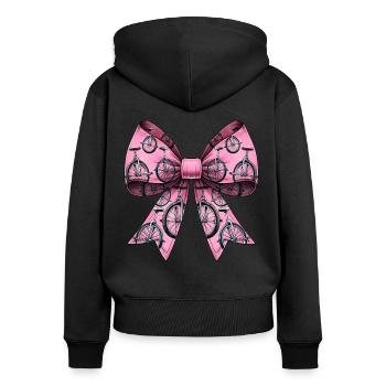 Coquette Bogen Einradfahren Einrad Muster Rosa - Frauen Premium Bio Zip Hoodie - Schwarz - Hinten - Julia (174cm)