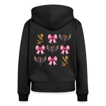 Arc Coquet Phoenix Mythical Eagle Vieux - Sweat à capuche zippé Premium bio Femme - noir - Dos - Julia (174cm)