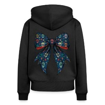Coquette Arc Jour du Mort Crâne en Sucre - Sweat à capuche zippé Premium bio Femme - noir - Dos - Julia (174cm)