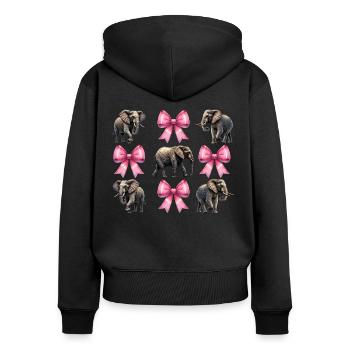 Coquette Bogen Elefant Mädchen Mama Muttertag rosa - Frauen Premium Bio Zip Hoodie - Schwarz - Hinten - Julia (174cm)