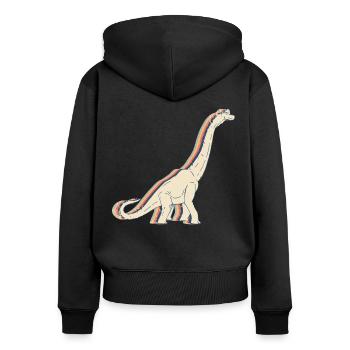 Brachiosaurus Dinosaurier Retro Line Art - Frauen Premium Bio Zip Hoodie - Schwarz - Hinten - Julia (174cm)