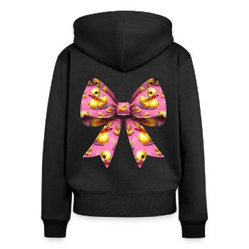 Coquette Bow Rubber Ducky Pattern Mom - Women's Premium Organic Zip Hoodie - black - Back - Julia (174cm)