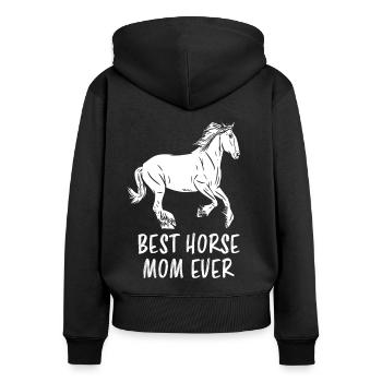 Meilleur cadeau de maman de cavalier de tous les temps - Sweat à capuche zippé Premium bio Femme - noir - Dos - Julia (174cm)