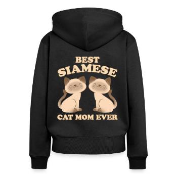 Siamese Spruch Katze Mama Lustige Siamese Geschenk - Frauen Premium Bio Zip Hoodie - Schwarz - Hinten - Julia (174cm)
