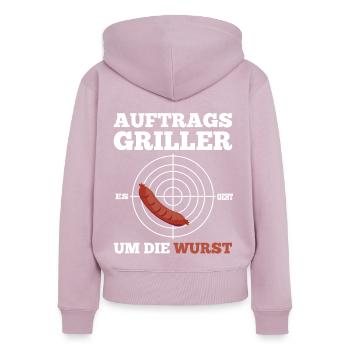 Grillen - Grillparty - Auftragsgriller - Frauen Premium Bio Zip Hoodie - Altrosa - Hinten - Julia (174cm)