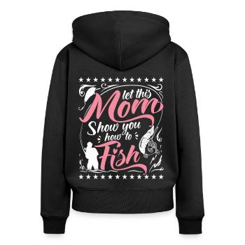 Mère Pêche - Sweat à capuche zippé Premium bio Femme - noir - Dos - Julia (174cm)