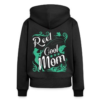 Mère cool - Sweat à capuche zippé Premium bio Femme - noir - Dos - Julia (174cm)
