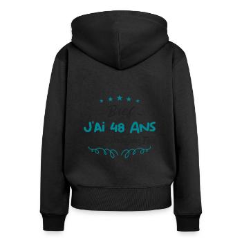 bref j'ai 48 ans - Sweat à capuche zippé Premium bio Femme - noir - Dos - Julia (174cm)