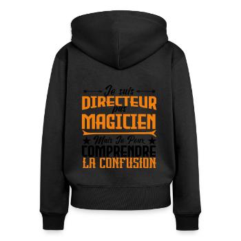 je suis Directeur pas magicien - Sweat à capuche zippé Premium bio Femme - noir - Dos - Julia (174cm)