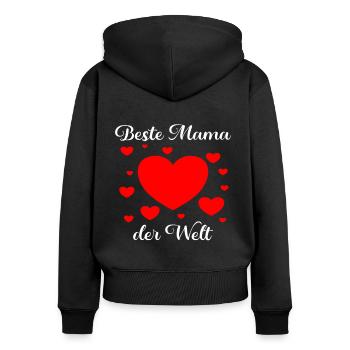 Beste Mama der Welt Herzrn - Frauen Premium Bio Zip Hoodie - Schwarz - Hinten - Julia (174cm)