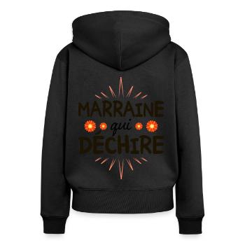 Humour Femme Super Marraine Qui Déchire - Sweat à capuche zippé Premium bio Femme - noir - Dos - Julia (174cm)