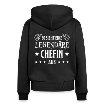 Chefin Mama Lustiger Spruch Familie Beruf Geschenk - Frauen Premium Bio Zip Hoodie - Schwarz - Hinten - Julia (174cm)