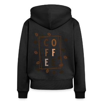 Café à partir de grains - Sweat à capuche zippé Premium bio Femme - noir - Dos - Julia (174cm)