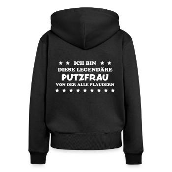 Putzfrau Haushalt Spruch Reinigungskraft Geschenk - Frauen Premium Bio Zip Hoodie - Schwarz - Hinten - Julia (174cm)